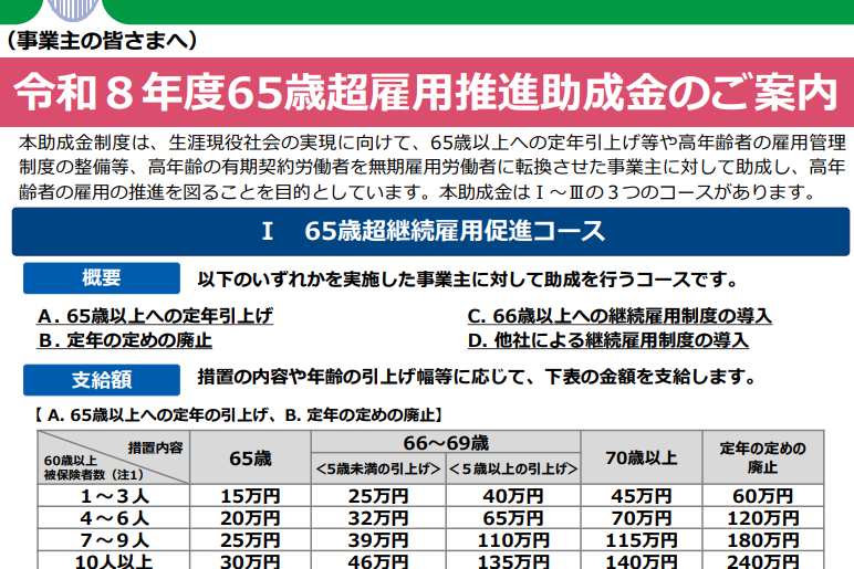 65歳超雇用推進助成金パンフレット｜埼玉の社労士は福田社会保険労務士事務所